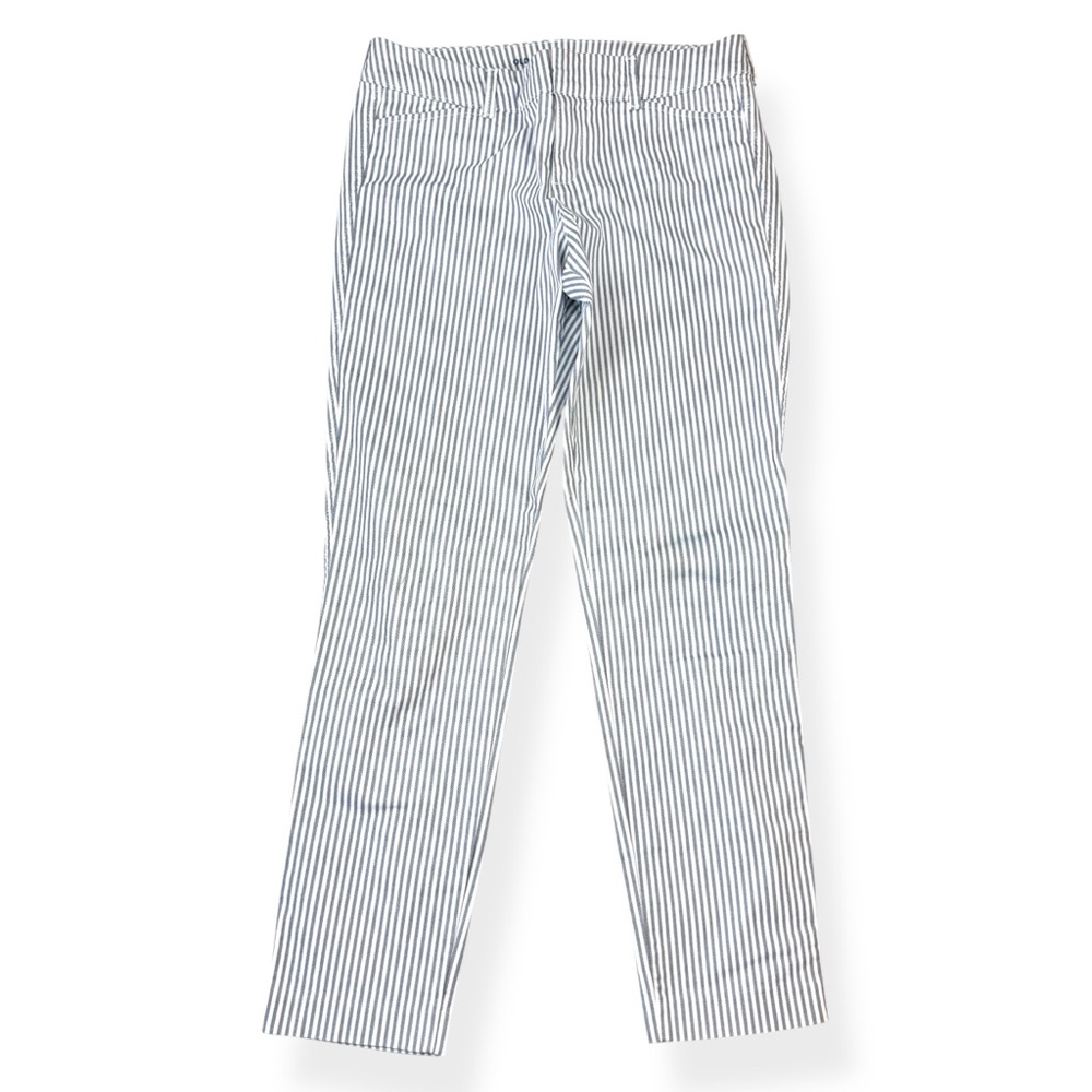 Old Navy Pixie Chino Pants Womens 2 White Navy Railroad Striped W28xL26.5